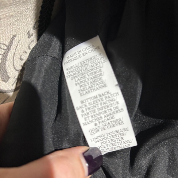 Cute Theory Women's Jacket Blazer black and white Herringbone w/ Leather Trim 4 - Picture 7 of 7